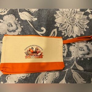 Orange and Cream Canvas Pouch
